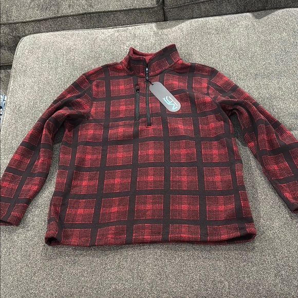 mack russo Other - Men's Red Plaid Quarter-Zip Sweater